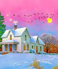 Winter Snow Cottage Diamond Painting