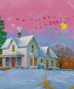 Winter Snow Cottage Diamond Painting