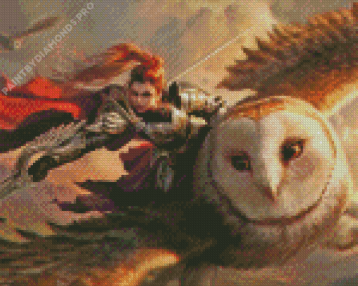 Woman Riding Owl Diamond Painting