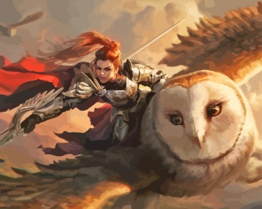 Woman Riding Owl Diamond Painting