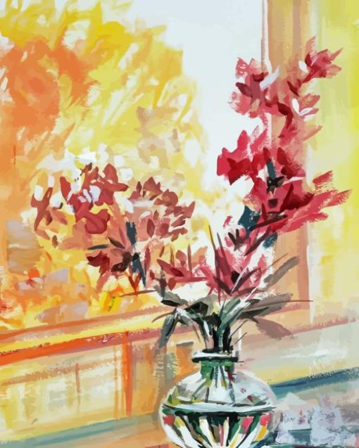 Abstract Flowers In Vase Diamond Painting