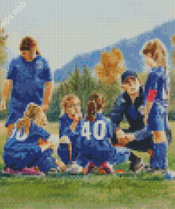 Abstract Girls Soccer Diamond Painting