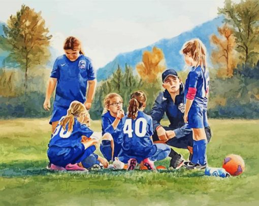 Abstract Girls Soccer Diamond Painting