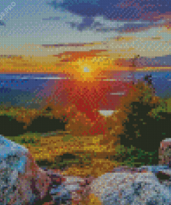 Acadia Mountain Sunset Diamond Painting