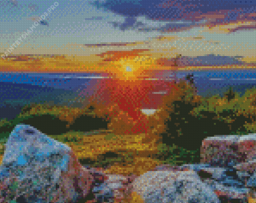 Acadia Mountain Sunset Diamond Painting