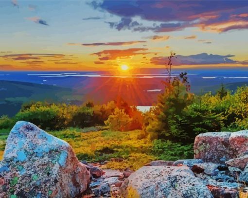 Acadia Mountain Sunset Diamond Painting