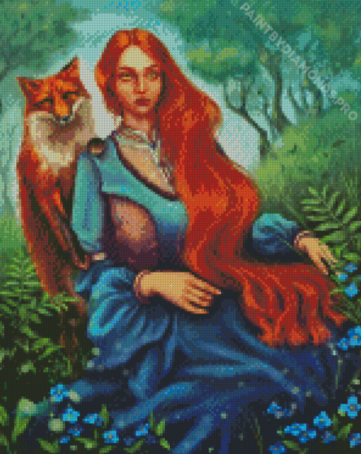 Aesthetic Fox Lady Diamond Painting