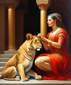 Aesthetic Lion And Lady Diamond Painting