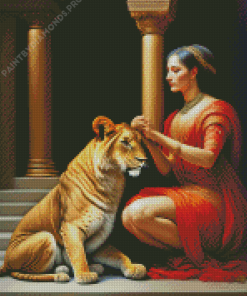 Aesthetic Lion And Lady Diamond Painting