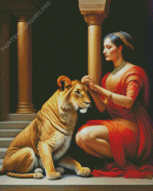 Aesthetic Lion And Lady Diamond Painting