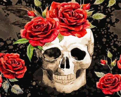 Aesthetic Skull And Roses Diamond Painting