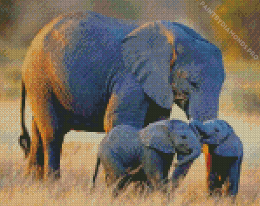 African Elephants Diamond Painting