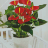 Anthurium Flower In Pot Diamond Painting