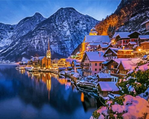 Beautiful Winter Village Diamond Painting