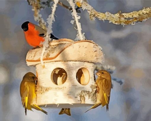 Birch Bird Feeder Diamond Painting