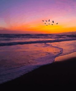 Birds Flying At Sunset Diamond Painting