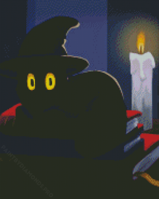 Black Cat Witch Diamond Painting