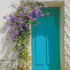 Blue Flowery Door Diamond Painting