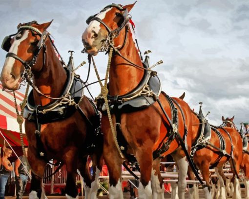 Budweiser Clydesdales Horses Diamond Painting