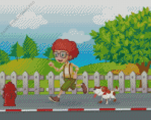 Cartoon Boy Running Diamond Painting