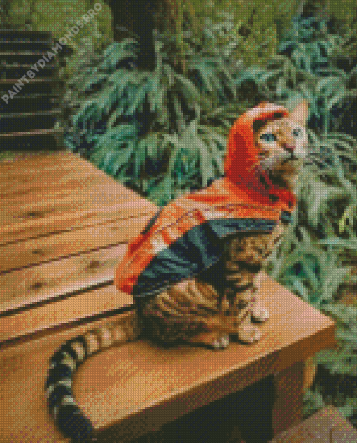 Cat Wearing Clothes Diamond Painting