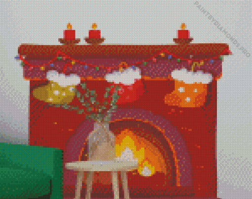 Christmas Fireplace Diamond Painting