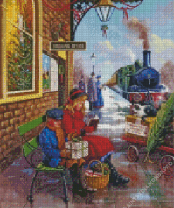 Christmas Train Station Diamond Painting