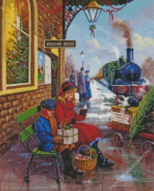 Christmas Train Station Diamond Painting