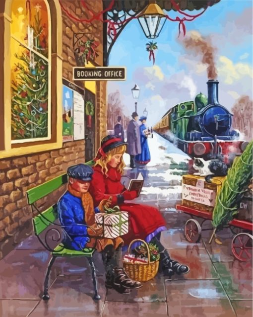 Christmas Train Station Diamond Painting