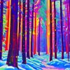 Colorful Forest In Snow Diamond Painting