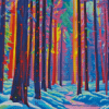 Colorful Forest In Snow Diamond Painting