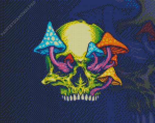 Colorful Mushroom Skull Diamond Painting