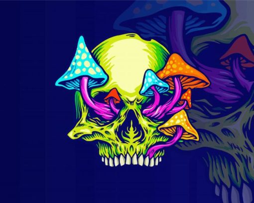 Colorful Mushroom Skull Diamond Painting