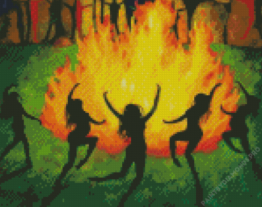 Dancing Witches Silhouette Diamond Painting