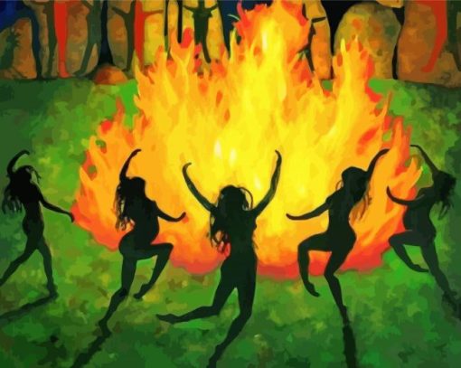 Dancing Witches Silhouette Diamond Painting