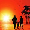 Family Beach Silhouette Diamond Painting