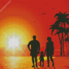 Family Beach Silhouette Diamond Painting