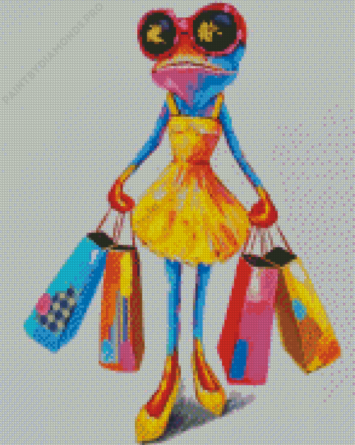 Frog Shopping Diamond Painting