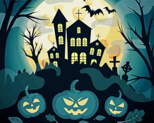 Gloomy Halloween House Diamond Painting