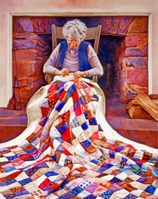 Grandma Quilting Diamond Painting