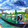 Green Narrowboat Diamond Painting