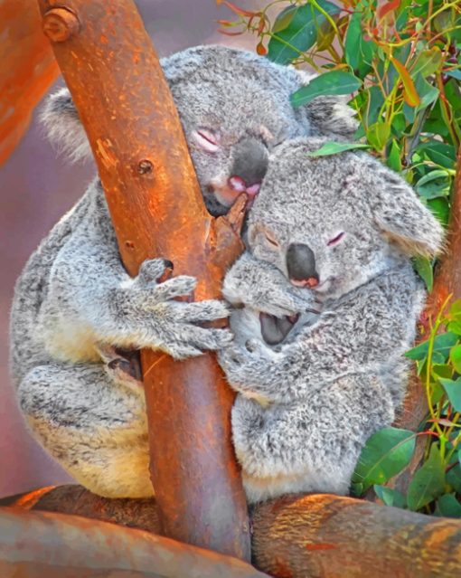 Koala Bears On Tree Diamond Painting