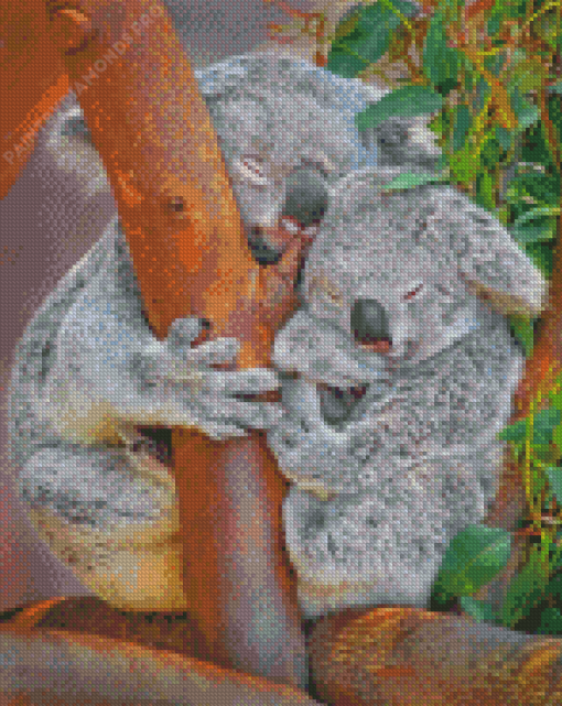 Koala Bears On Tree Diamond Painting