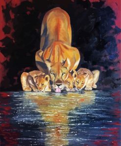 Lioness With Cubs Diamond Painting