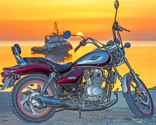 Motorbike Sunset Diamond Painting