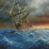 Pirate Ship In Storm Diamond Painting