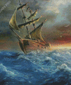 Pirate Ship In Storm Diamond Painting