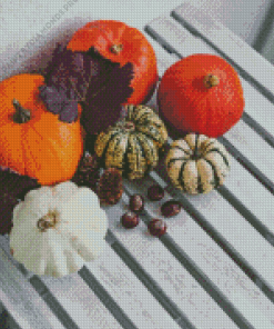 Pumpkins With Autumn Decorations Diamond Painting