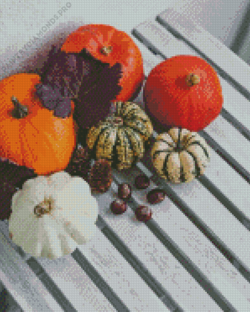 Pumpkins With Autumn Decorations Diamond Painting