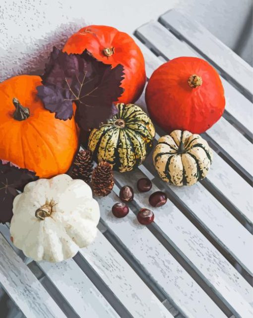 Pumpkins With Autumn Decorations Diamond Painting